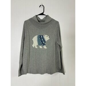 J. Jill Nordic Polar Bear Sweater PM Gray Blue Cozecore‎ Gorpcore Winter Cabin